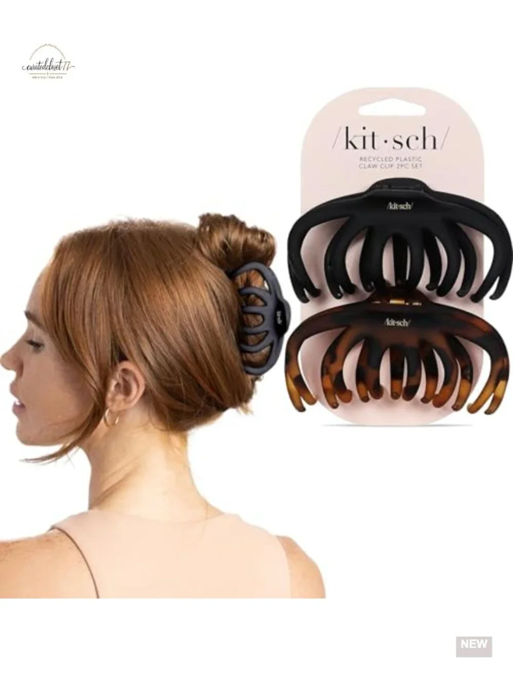 Large Octopus Hair Claws for Thick Hair - Recycled Plastic Slip-Free Grip 2 Pack